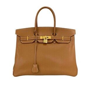 HERMES Birkin 35 Courchevel Leather Genuine Handbag Mini Tote Bag Gold 614-7